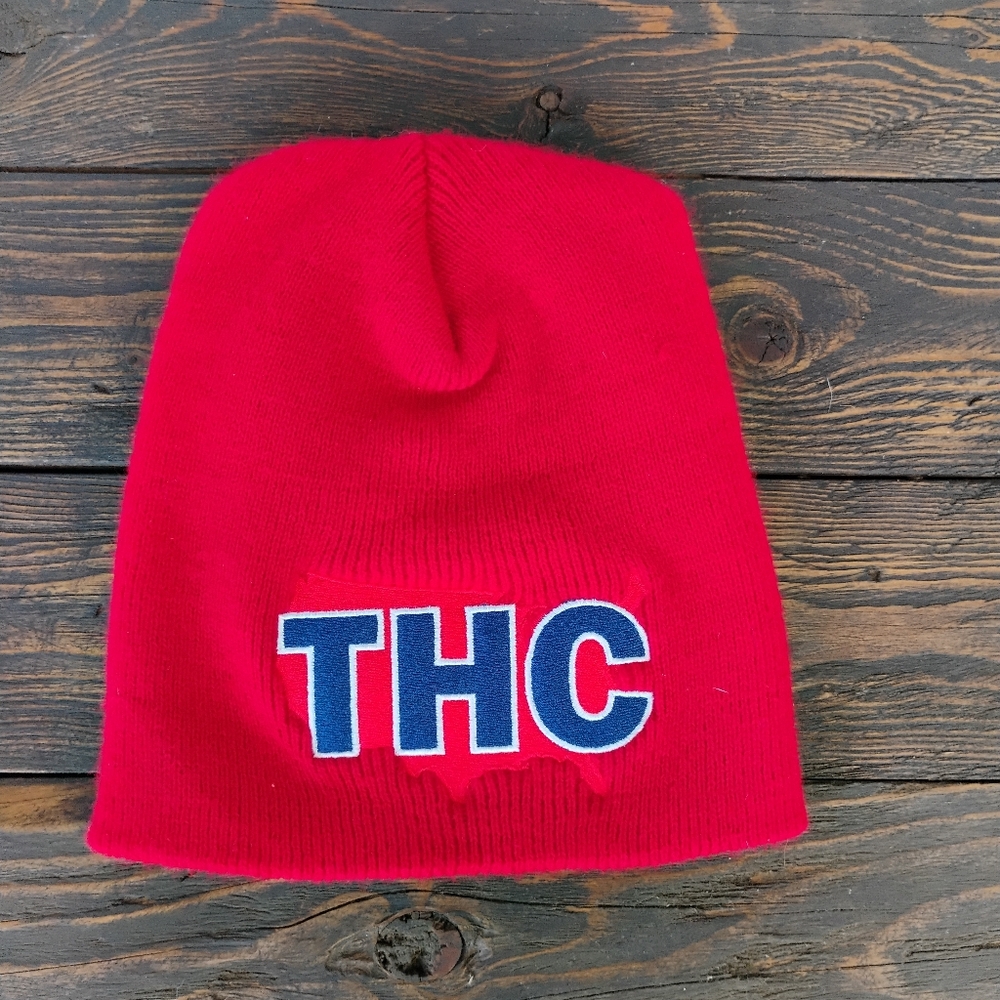 THC RED 420 POT MAP TOBOGGAN KNIT VINTAGE BEANIE SKULL HAT CAP SK8 NWOT